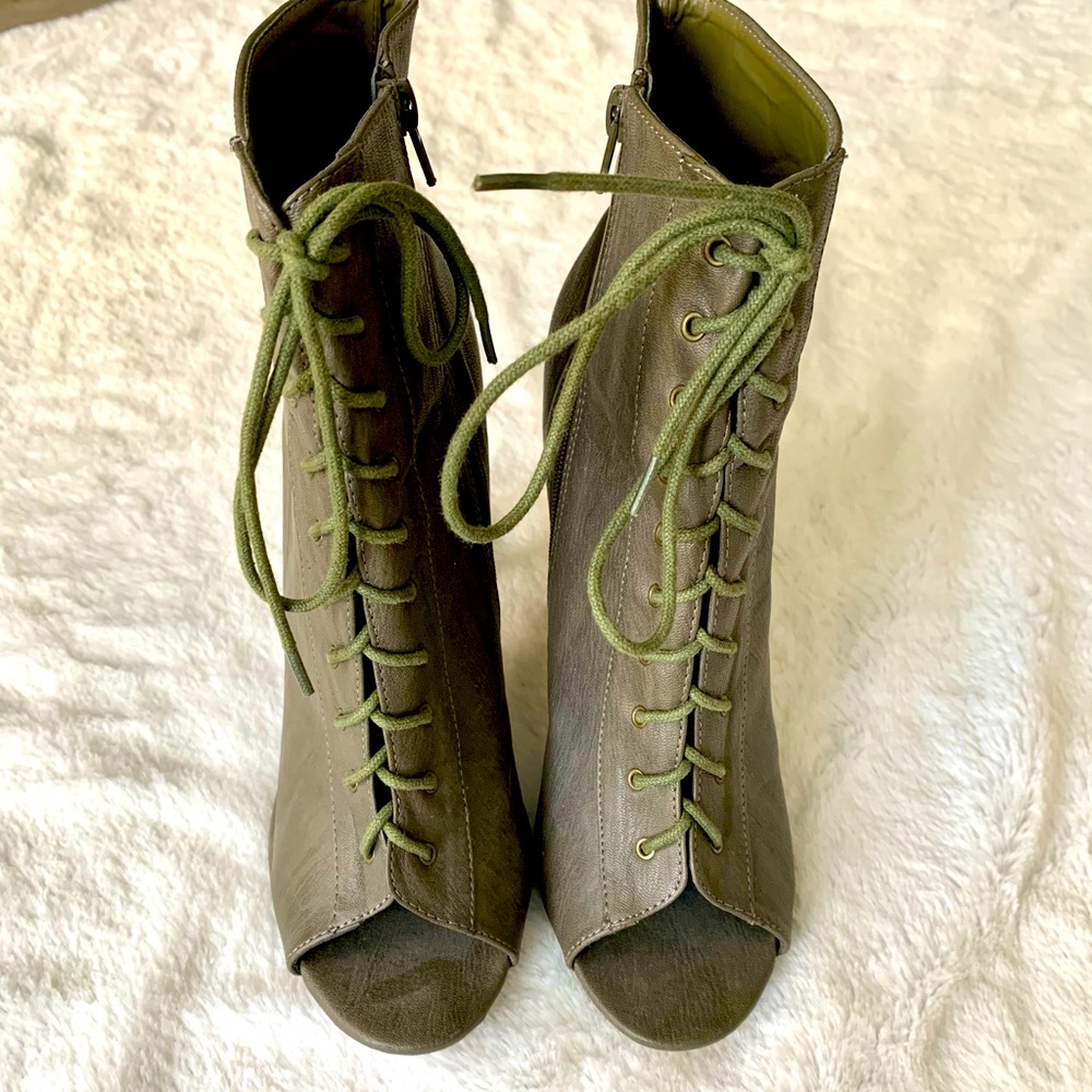 C-Label Open Toe Lace-up Booties